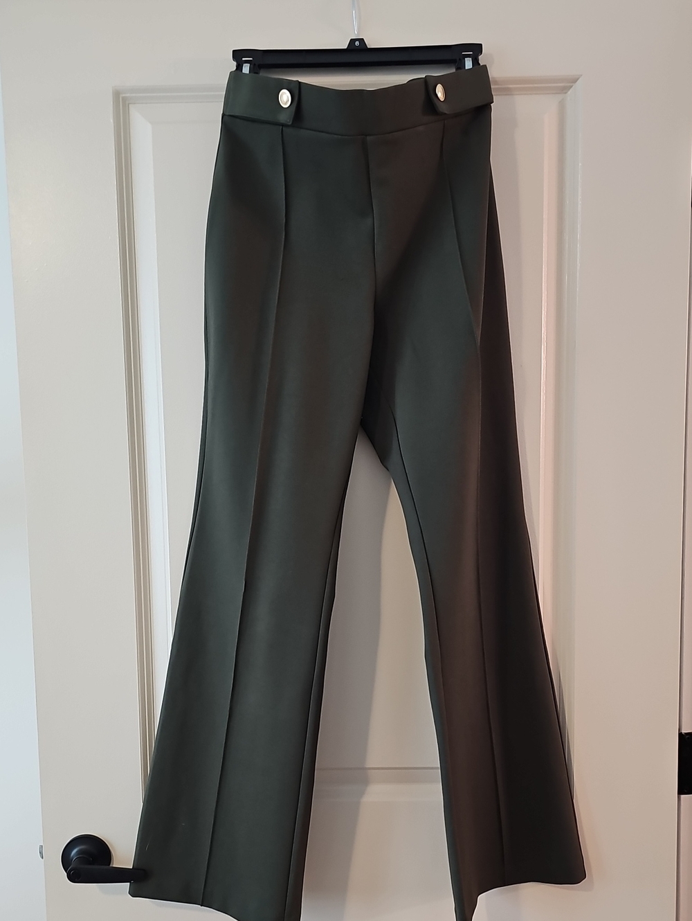 Michael KORS - High-Waist Olive Green Wide-Leg Pants